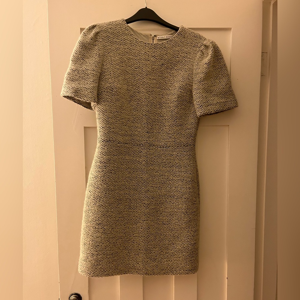 Alice + Olivia Gray and Cream wool dress - like new